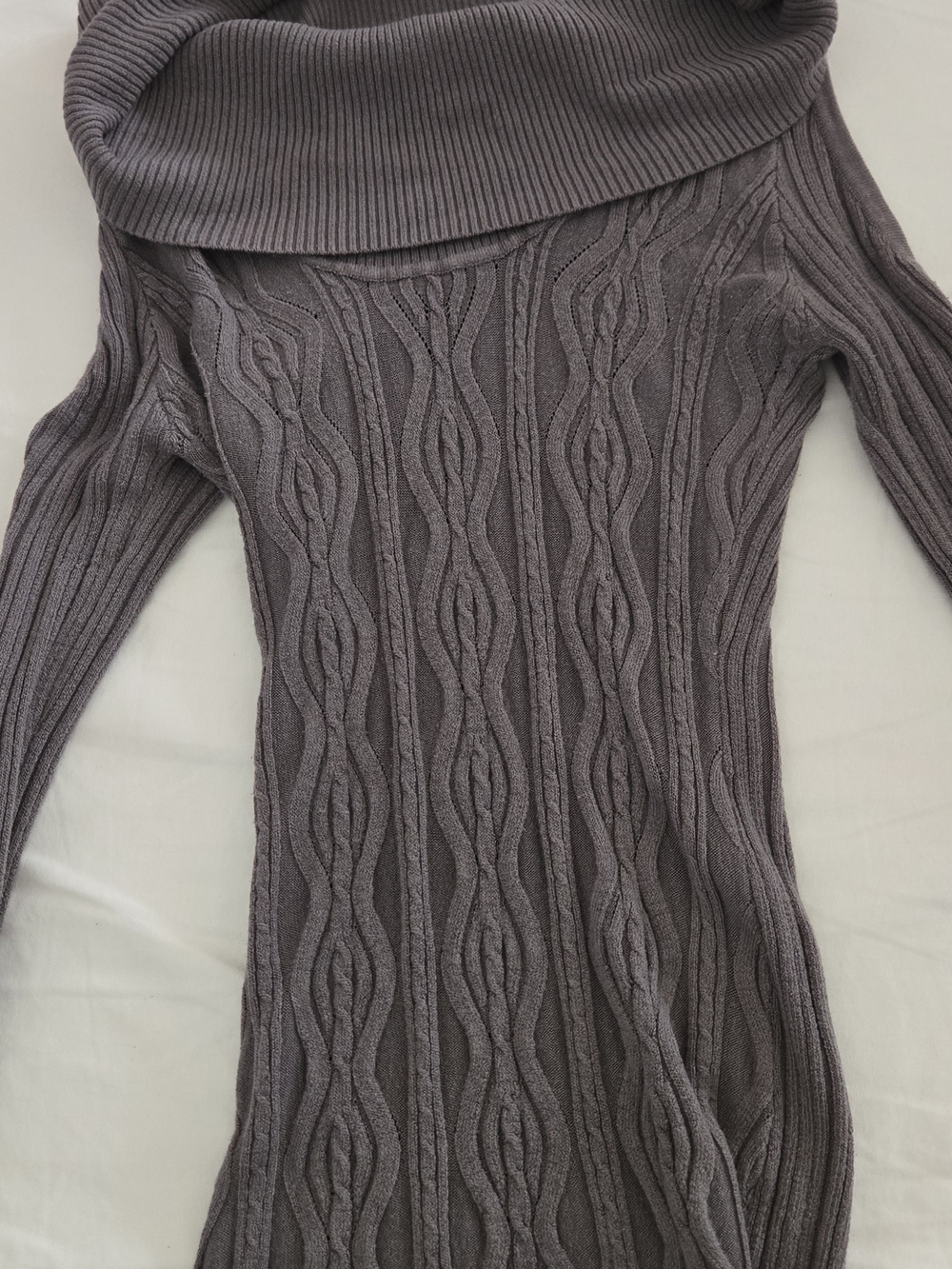 Arden B Gray Ribbed Cable-Knit Cowl Neck Sweater Size Medium